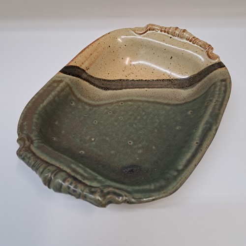 #260252 Baking Dish Green& Tan 10x7.5 $14 at Hunter Wolff Gallery